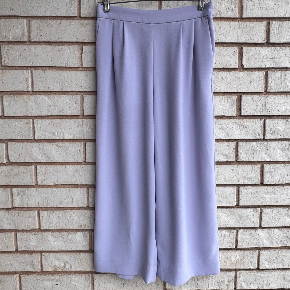 Lavender High-Waisted Wide-Leg Trousers